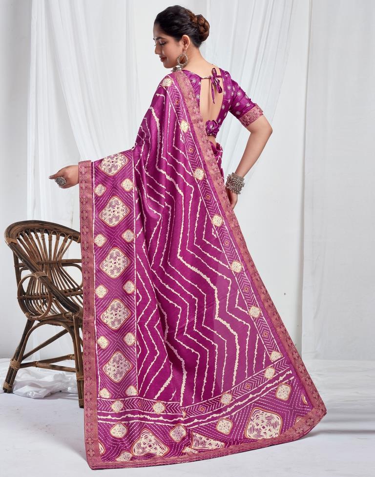 Magenta Silk Printed Saree