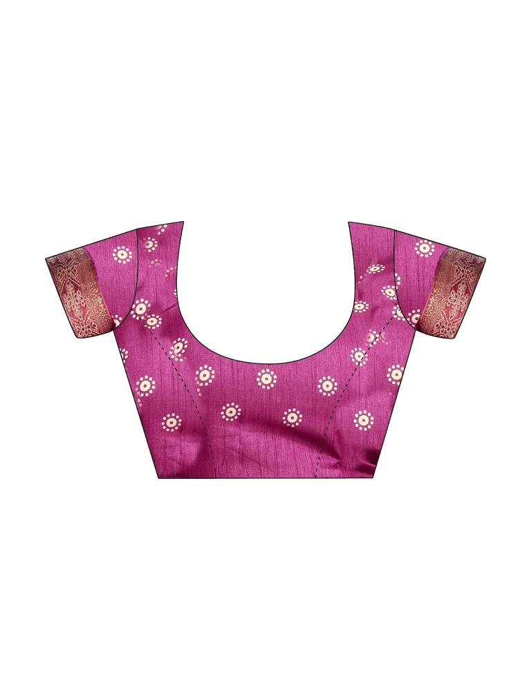Magenta Silk Printed Saree