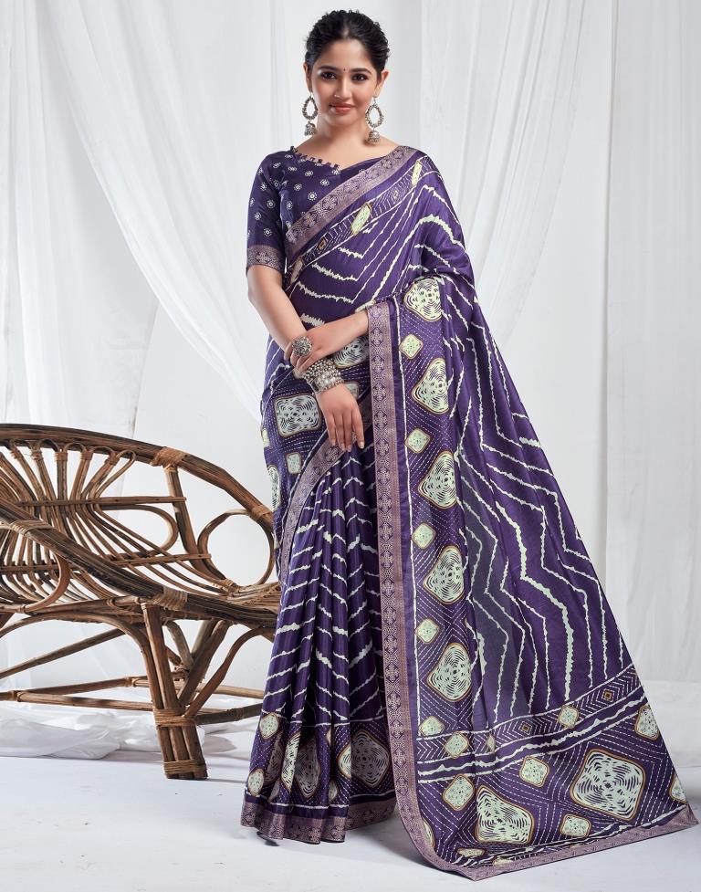 Indigo Silk Printed Saree