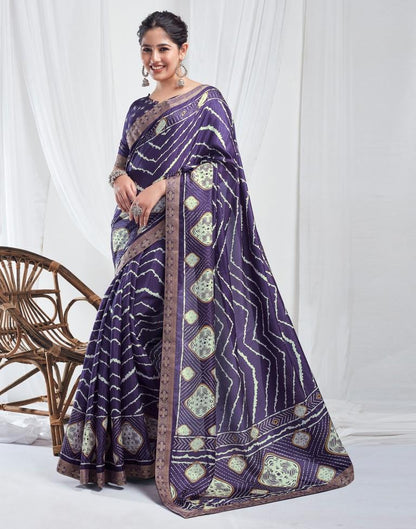 Indigo Silk Printed Saree