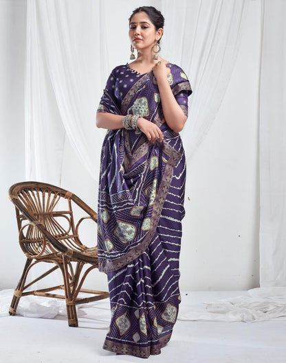 Indigo Silk Printed Saree