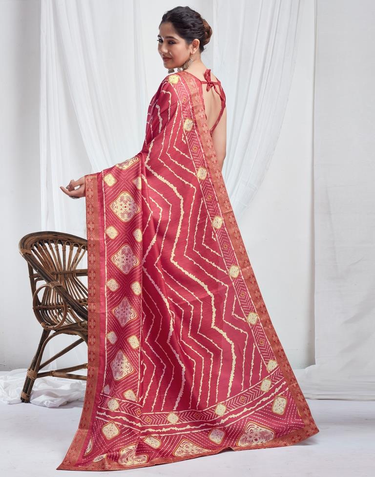 Punch Pink Silk Printed Saree