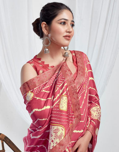 Punch Pink Silk Printed Saree