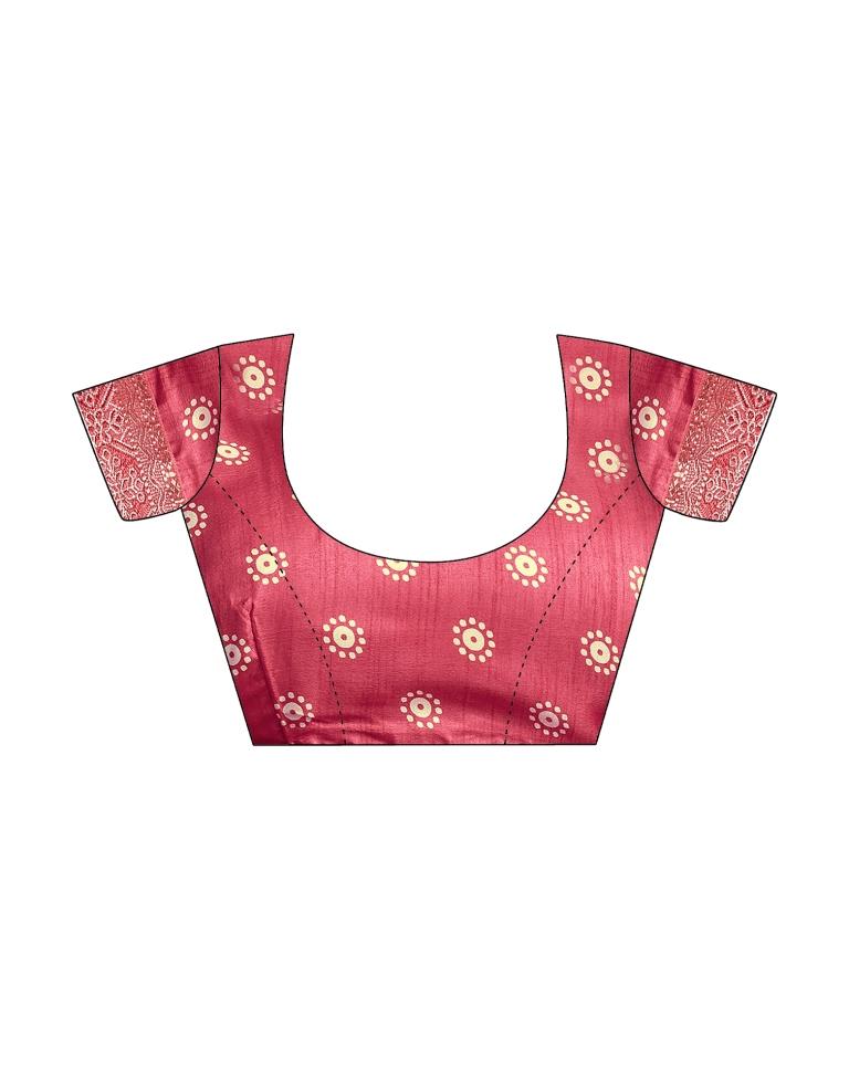 Punch Pink Silk Printed Saree