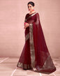 Maroon Organza Plain Saree