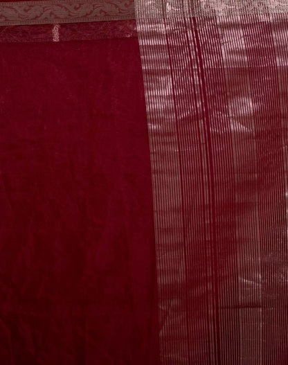 Maroon Organza Plain Saree