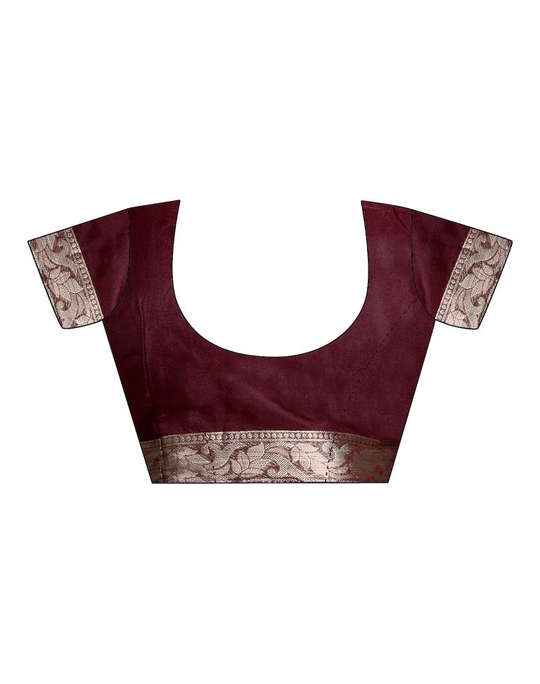 Maroon Organza Plain Saree