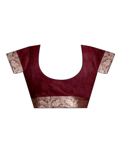 Maroon Organza Plain Saree