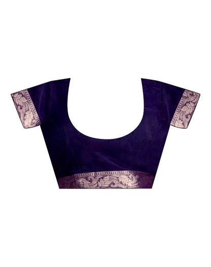 Navy Blue Organza Plain Saree