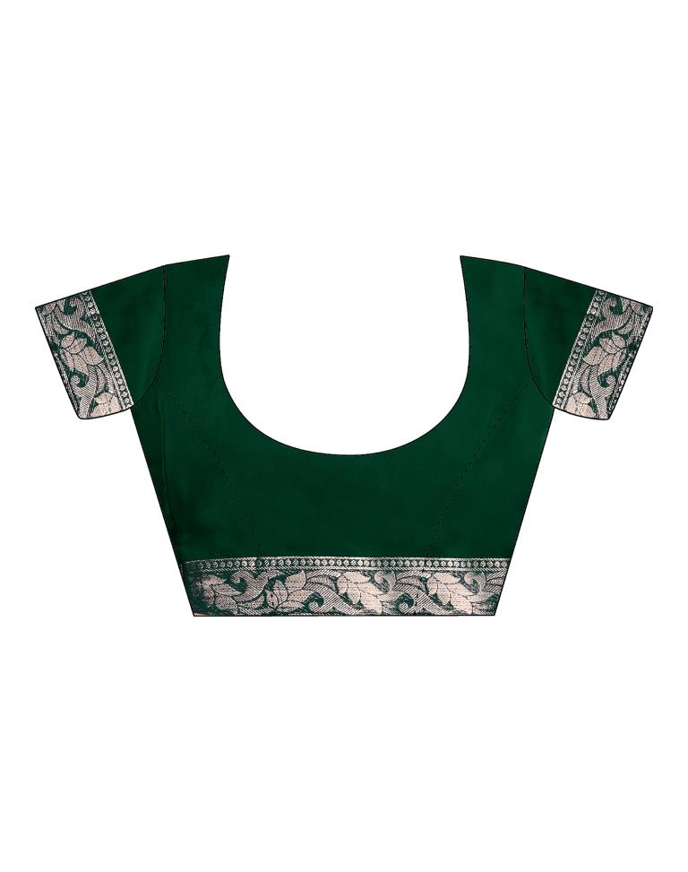 Dark Green Organza Plain Saree