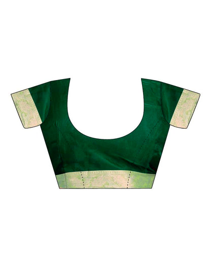 Dark Green Organza Plain Saree