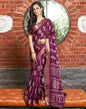 Wine Silk Printed Saree