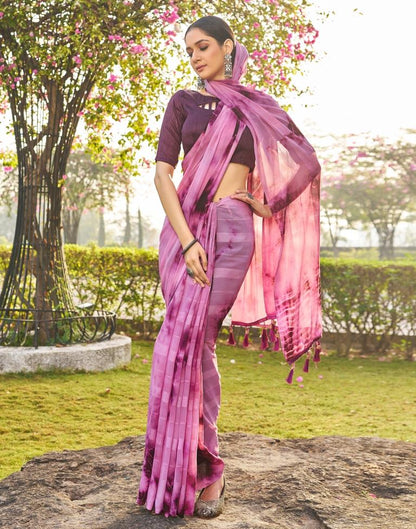 Pink Georgette Printed Saree