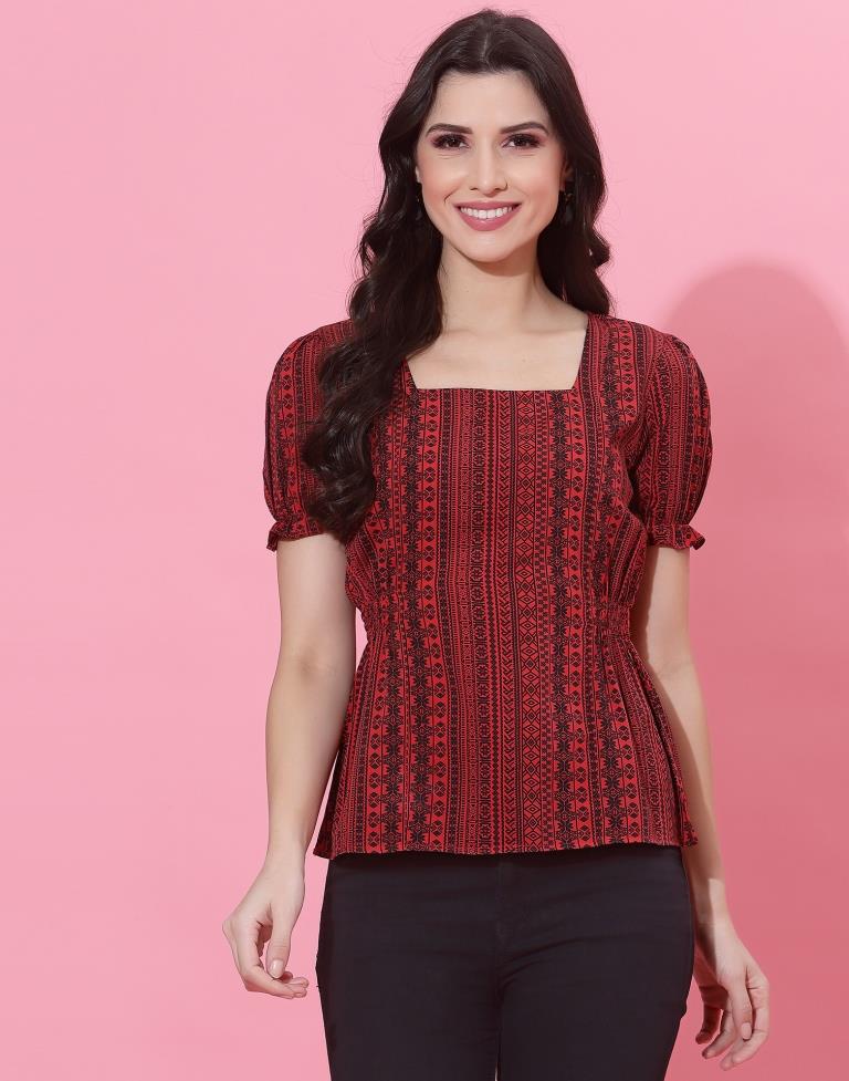 Red And Black Top | Leemboodi