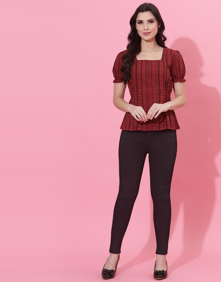 Red And Black Top | Leemboodi