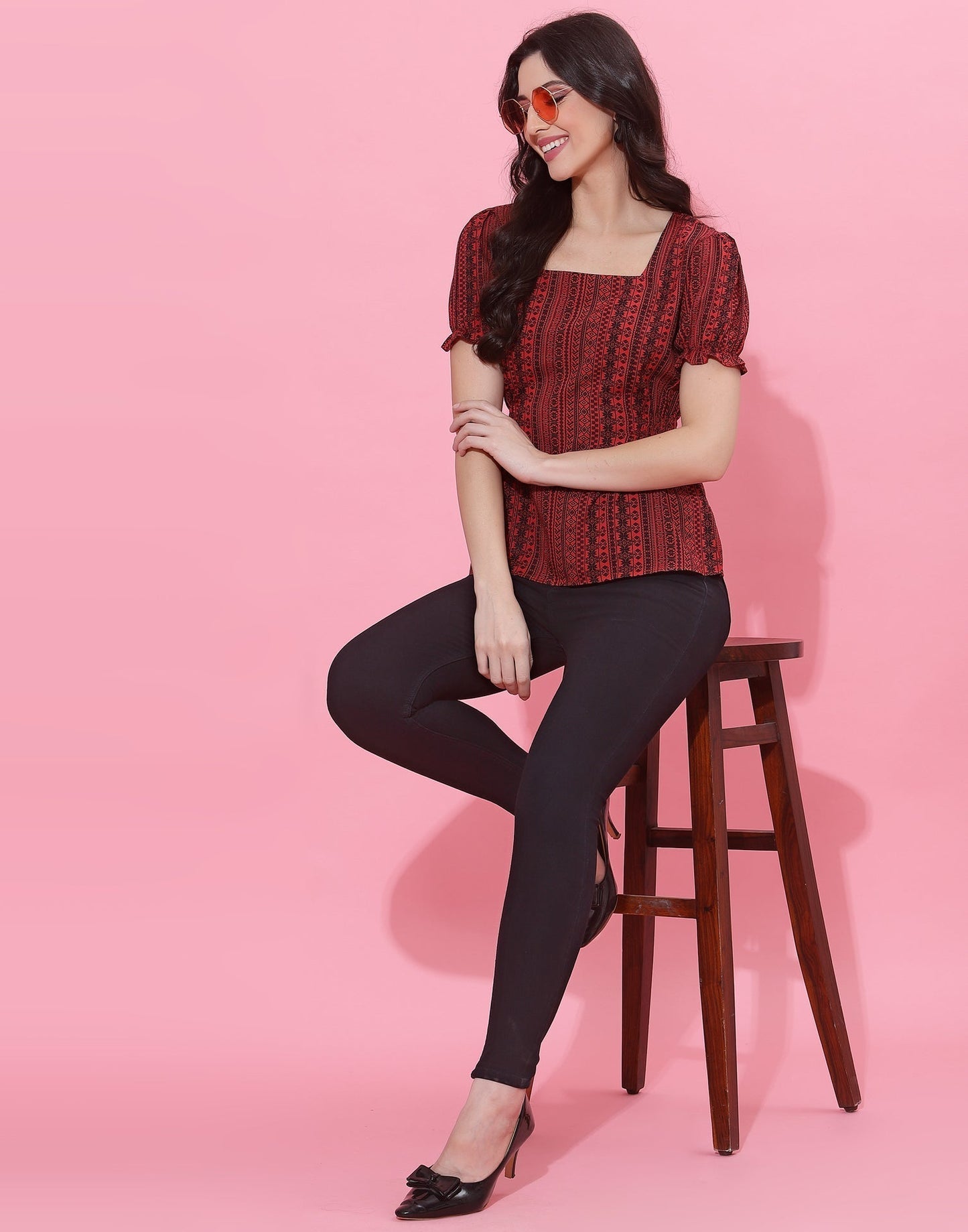 Red And Black Top | Leemboodi