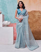 Grey Organza Plain Saree