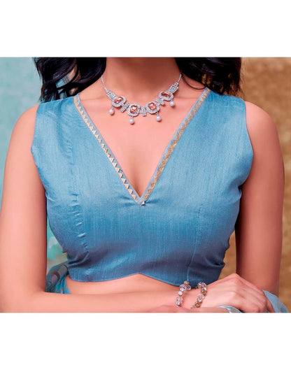 Grey Organza Plain Saree