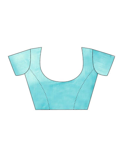 Turquoise Organza Plain Saree