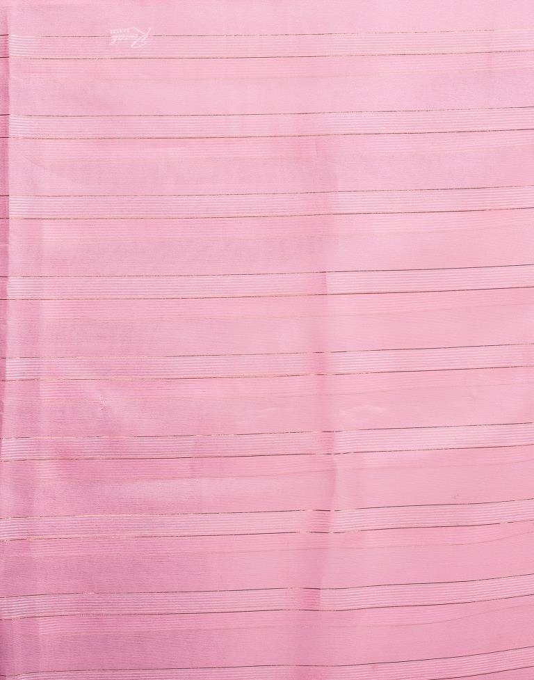Light Pink Organza Plain Saree