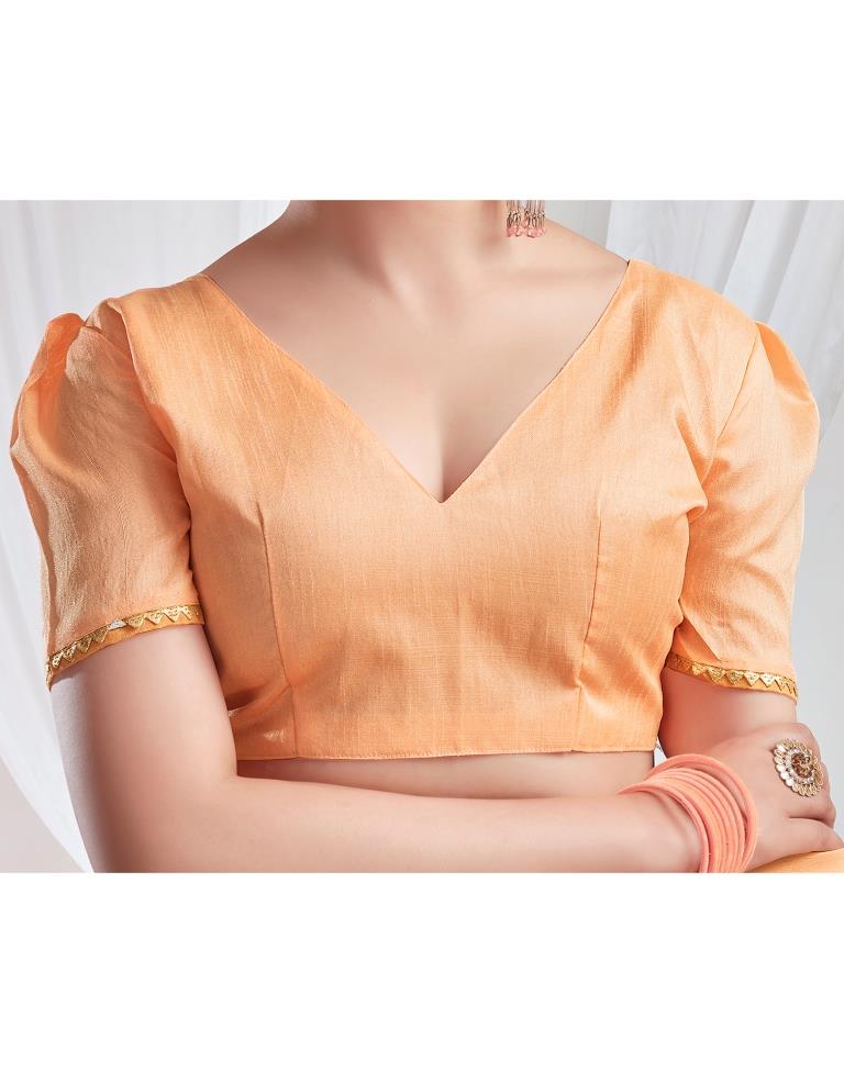 Light Orange Organza Plain Saree