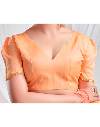Light Orange Organza Plain Saree
