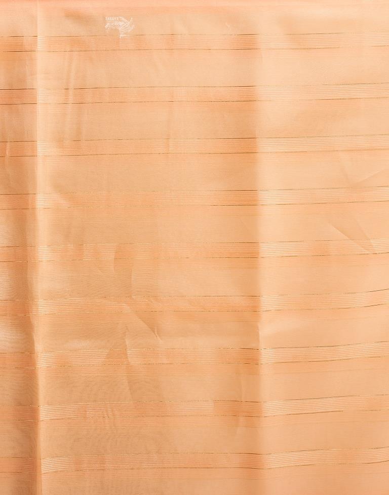 Light Orange Organza Plain Saree