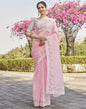 Light Peach Pink Organza Plain Saree