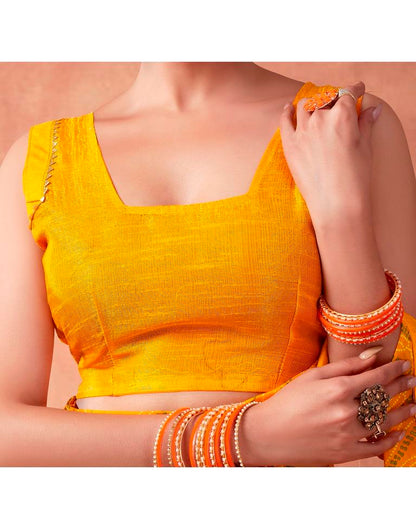 Yellow Georgette Printed Saree