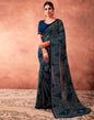 Navy Blue Georgette Printed Saree