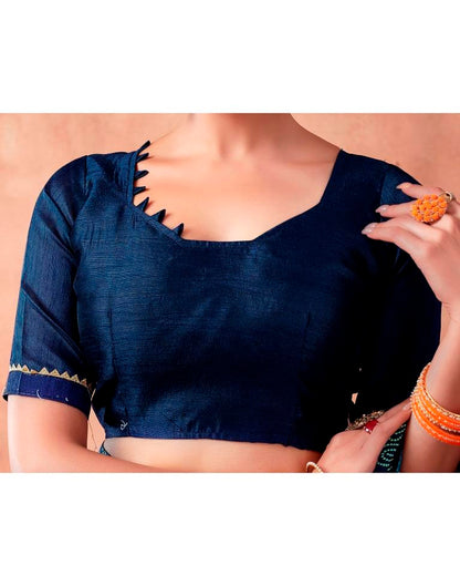 Navy Blue Georgette Printed Saree