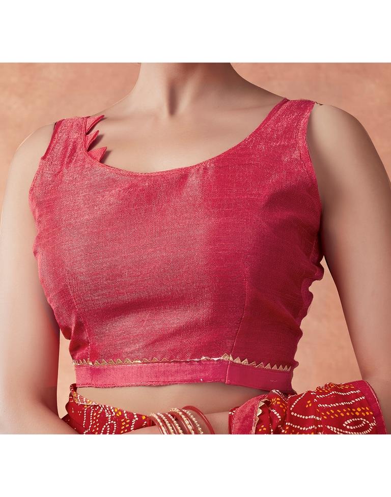 Red Georgette Printed Saree