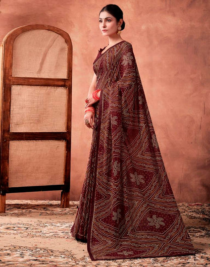 Maroon Georgette Printed Saree