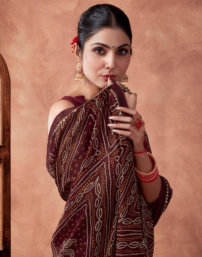 Maroon Georgette Printed Saree