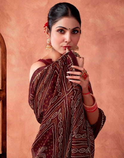 Maroon Georgette Printed Saree