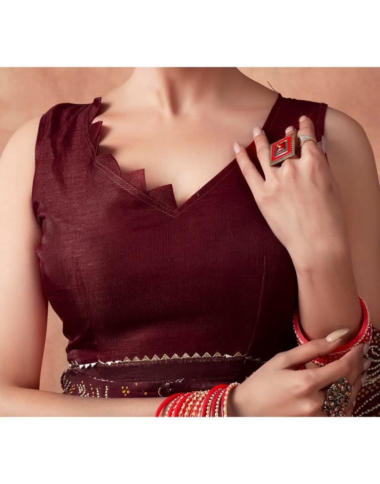 Maroon Georgette Printed Saree