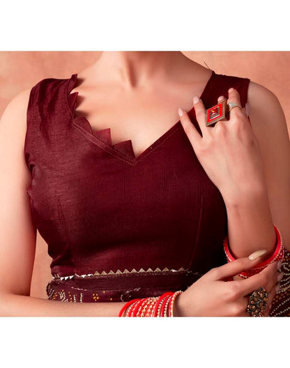 Maroon Georgette Printed Saree