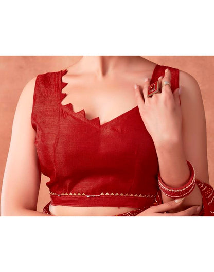 Dark Red Georgette Printed Saree