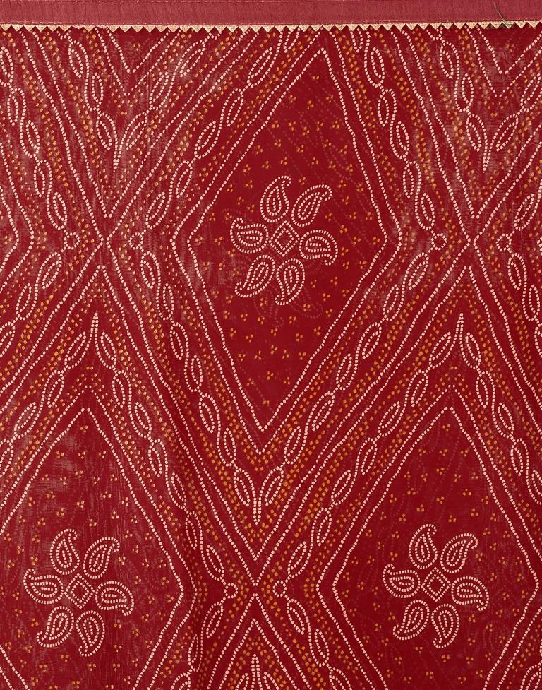 Dark Red Georgette Printed Saree