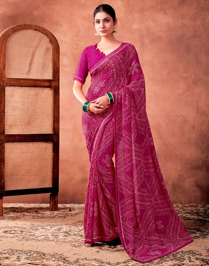 Rani Pink Georgette Printed Saree
