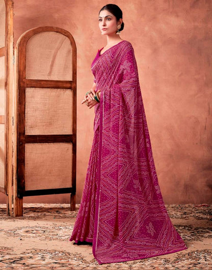 Rani Pink Georgette Printed Saree