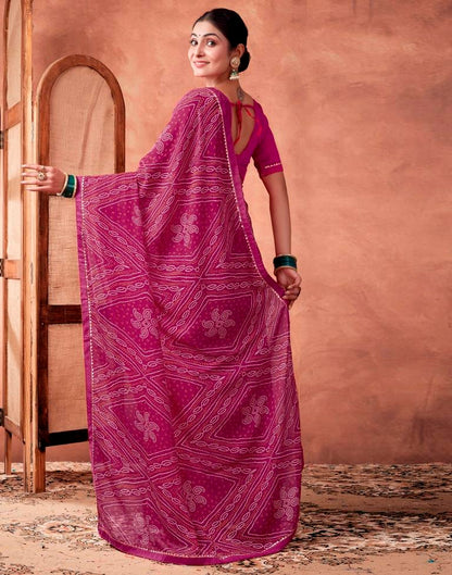 Rani Pink Georgette Printed Saree