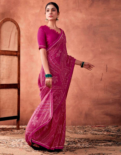 Rani Pink Georgette Printed Saree