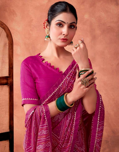 Rani Pink Georgette Printed Saree