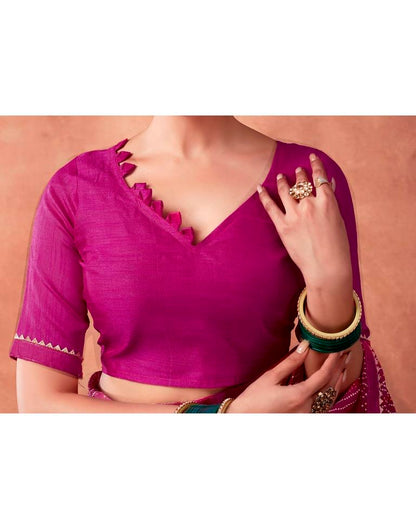 Rani Pink Georgette Printed Saree