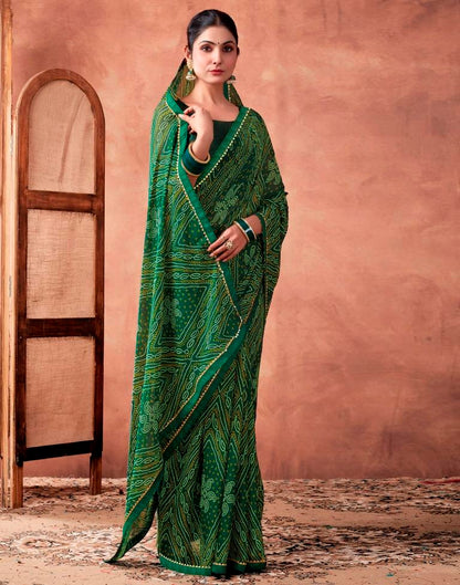 Green Georgette Printed Saree