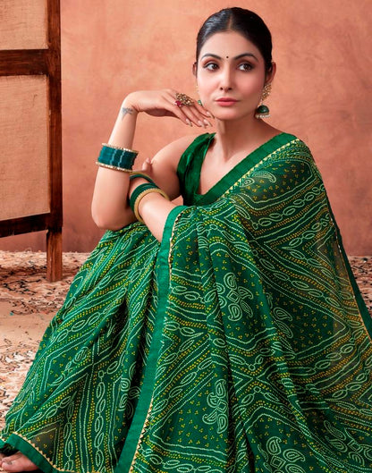Green Georgette Printed Saree