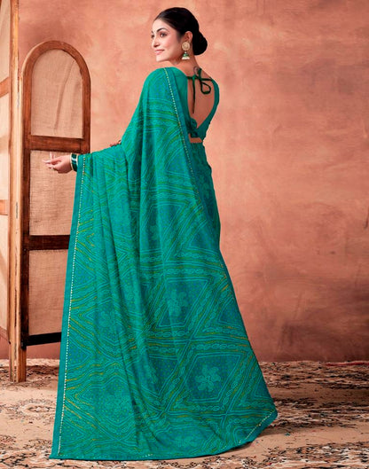 Teal Blue Georgette Printed Saree