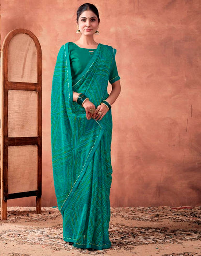 Teal Blue Georgette Printed Saree