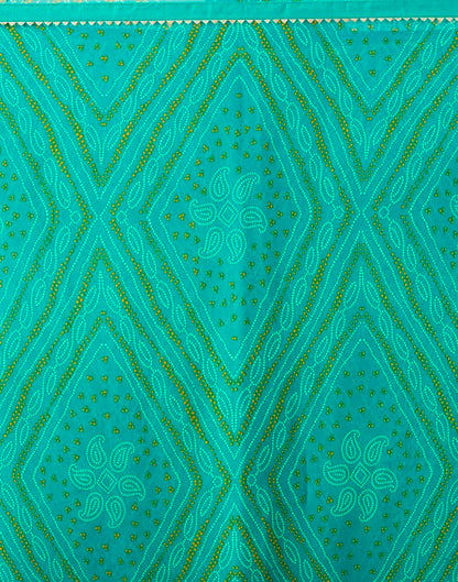 Teal Blue Georgette Printed Saree